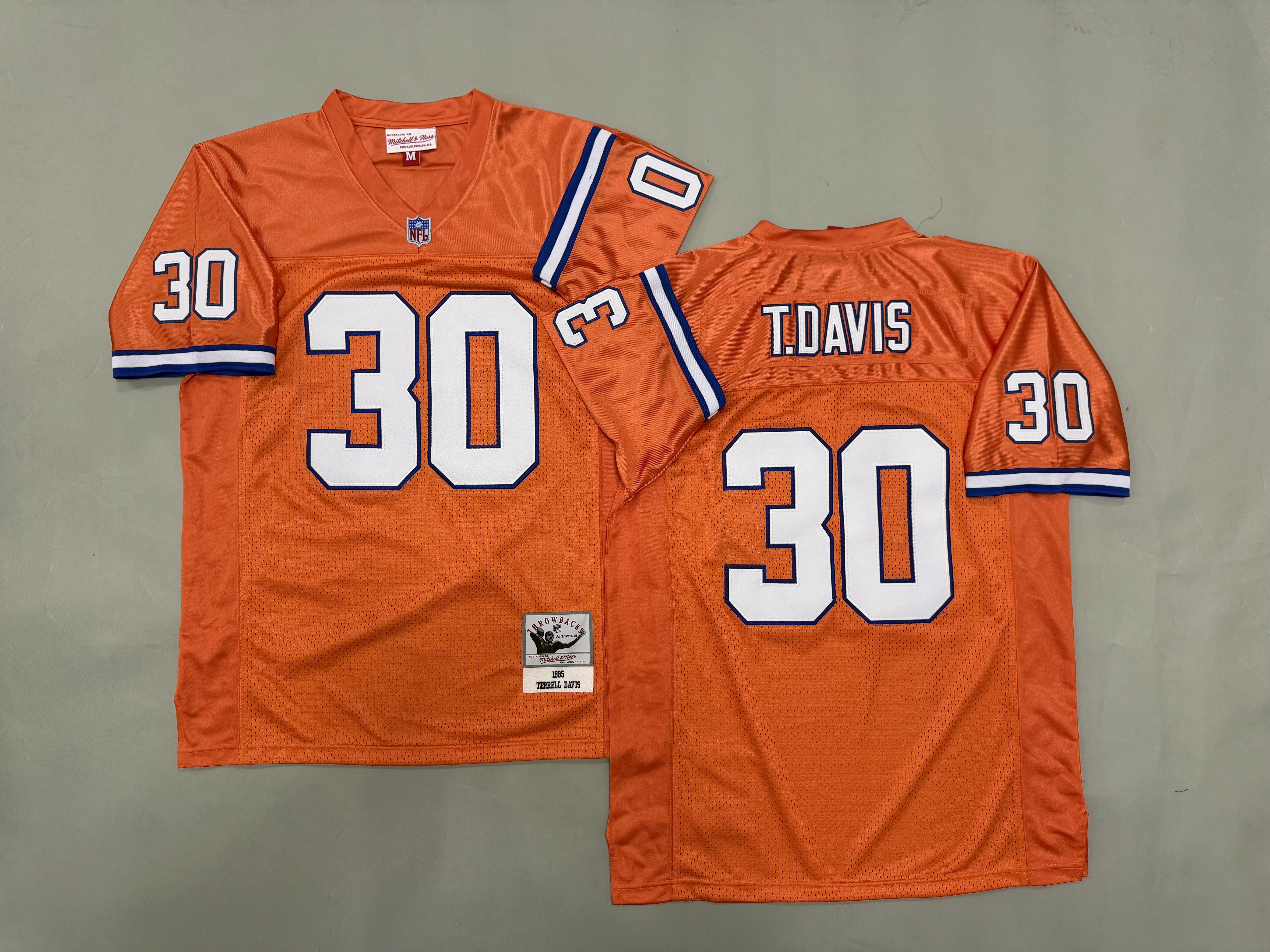 Men 2026 Denver Broncos #30 T.Davis Orange Throwback Game NFL Jersey 001
